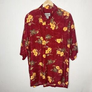 Straight Down‎ Clothing Company Red Floral Hawaiian Short Sleeve Shirt Mens XL